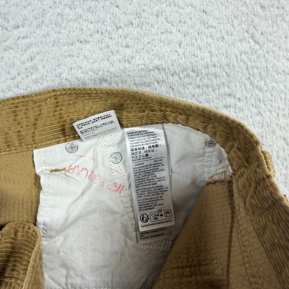 Levis Corduroy Jeans Mens 33 Fits 35x29 Brown Straight Cotton A4690-1840 - Picture 7 of 11